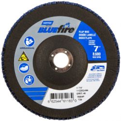 SAINT-GOBAIN NORTON 61183, FLAP DISC - BLUEFIRE,TYPE 29 - 7" X 7/8" 40GRIT 61183