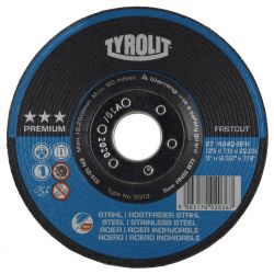 TYROLIT 5293, GRINDING WHEEL A30Q - 4-1/ 2" X 9/32 X 7/8 STEEL/SS 5293