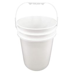 PAIL - WHITE PLASTIC - W/PLASTIC HANDLE 5 GAL