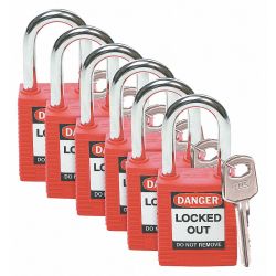 PADLOCK SAFETY 1.5 KD RED 6/PK