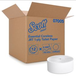 BATH TISSUE CORELESS JR WH 2300FT 12/CS