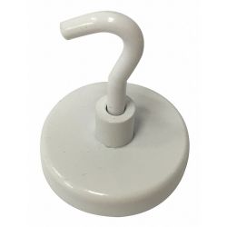 MAGNETIC HOOK,WHITE,14 LB,1-1/4" DIA.