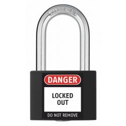 LOCKOUT PADLOCK,KD,BLACK,2"H