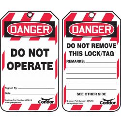 LOCKOUT TAG,DANGER DO NOT OPER ATE,PK10