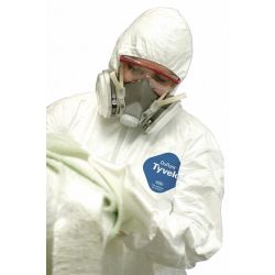 COVERALL,TYVEK 400,HOOD,ELAST, SERGED,2XL