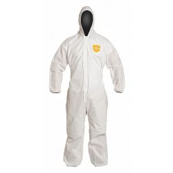 COVERALL,PROSHIELD,HOOD, ELASTIC, WHITE,2XL