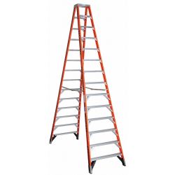 TWIN STEPLADDER,FIBERGLASS,IA,14FT,T7400