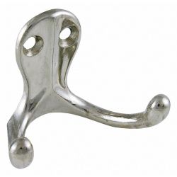 COAT HOOK,2 HOOK ENDS,NICKEL