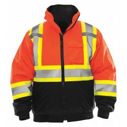 HI-VIS JACKET,MENS,LARGE,ORANG E,ZIPPER