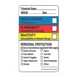 CHEMICAL LABEL,2-1/2 IN. H,PK 250