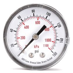 PRESSURE GAUGE,2 IN,160 PSI,BACK