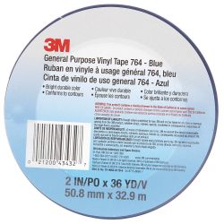 3M 764-2X36BLU, TAPE-VINYL BLUE - 2" X 36 YD 764-2X36BLU