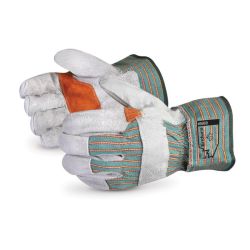 SUPERIOR GLOVE 66BD, GLOVE-FITTERS SPLIT LEATHER - TRI-TAN PATCH PALM SAFETY CUFF 66BD