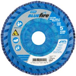 SAINT-GOBAIN NORTON 99149, DISC-FLAP 5"X7/8" QUICK TRIM - R884P1 BLUE FIRE TYPE 27 40GR 99149