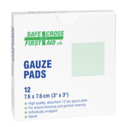 SAFECROSS FIRST AID 02023, GAUZE PAD-STERILE - 3" X 3" 25/BX 02023